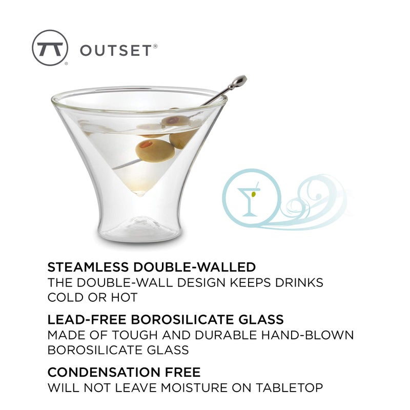 Outset Double Wall Glasses, Martini Glasses, Set of 2, Borosilicate Glassware - Image 5